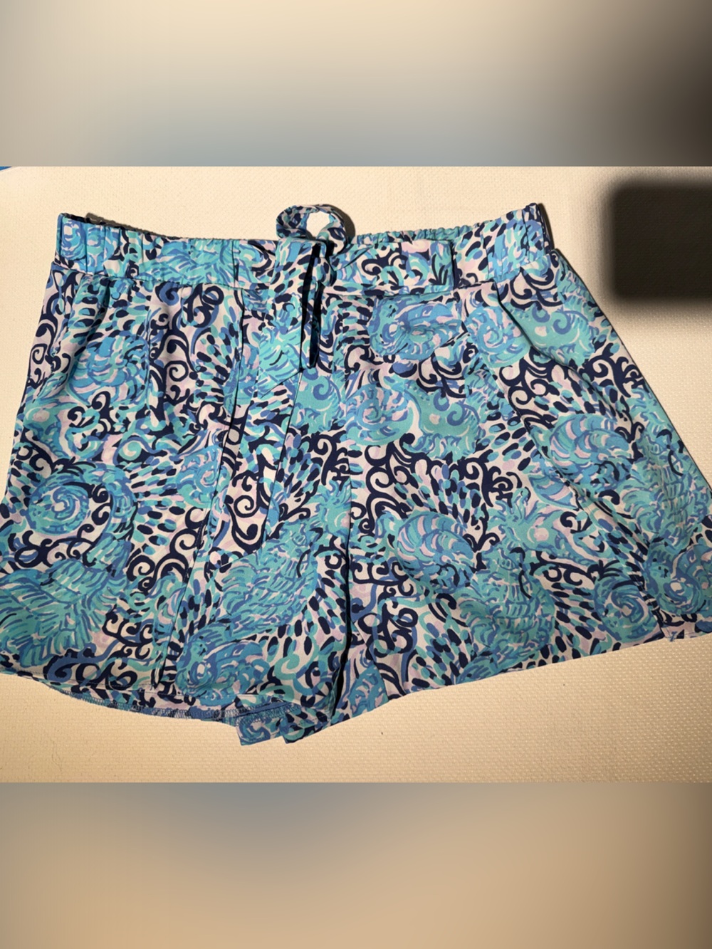 Lilly Pulitzer Printed Aqua & Navy Women's Skort with attached Drawstring Waist